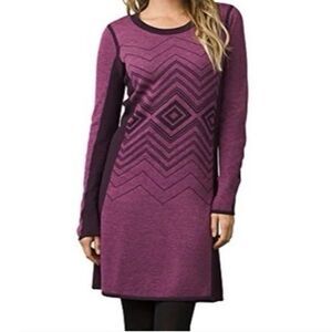 Prana Delia Sweater Dress Women XS Wool Winter Outdoor Hiking Travel Purple